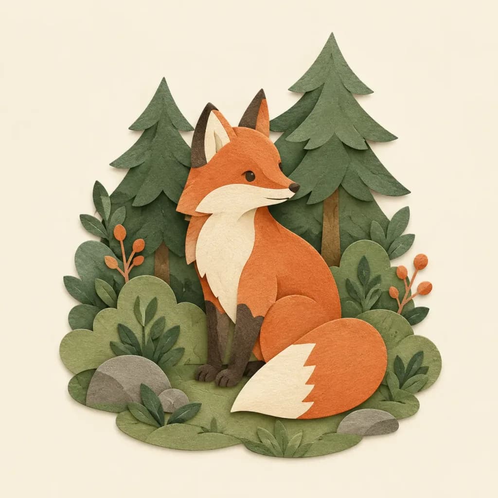 Layered Paper-Cut Storybook Illustration