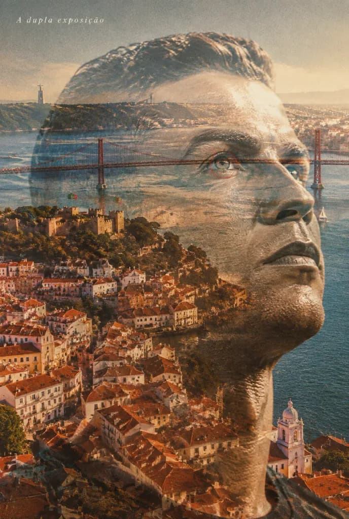 Double Exposure City and Athlete Poster