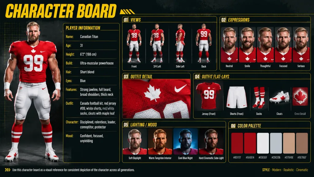 Athlete Character Reference Model Sheet