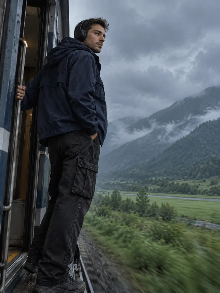 雨の列車旅ポートレート