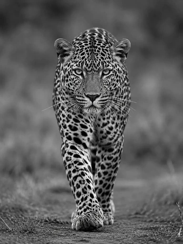 Monochrome Leopard Wildlife Portrait