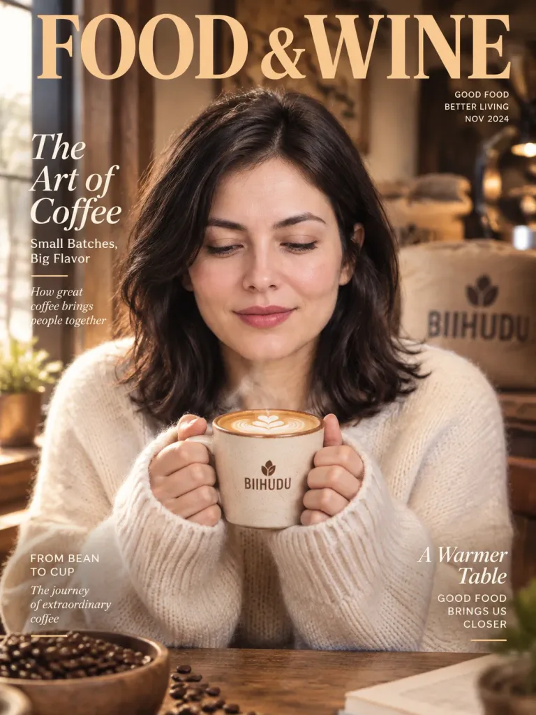素朴なカフェの飲料ライフスタイル雑誌表紙