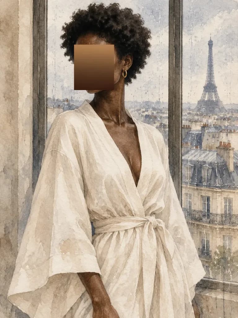 Watercolor Paris Window Fashion Illustration