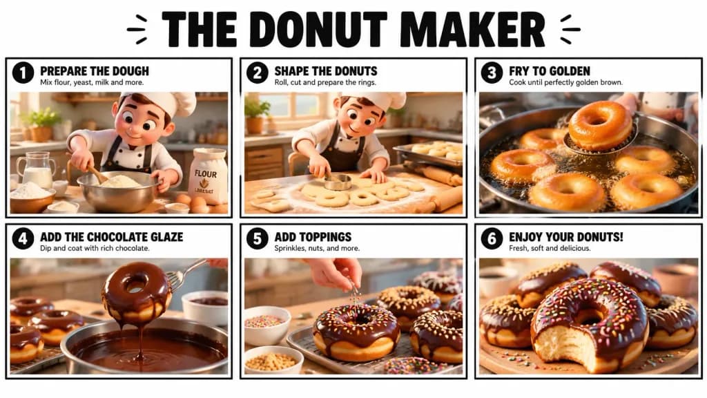 3D Stylized Donut Maker Storyboard Poster