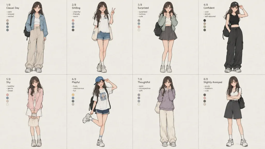 Grid Character Model Sheet from Photo