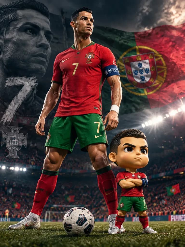 Football Star with Chibi Miniature Poster