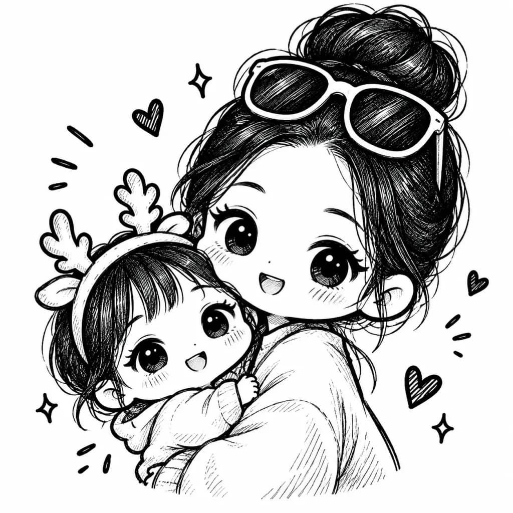 Chibi Doodle Family Photo Transformation
