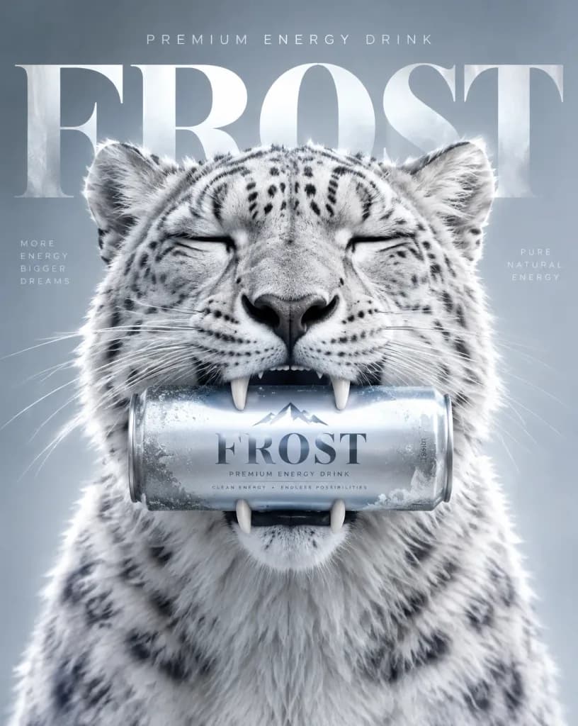 Luxury Energy Drink Snow Leopard Poster