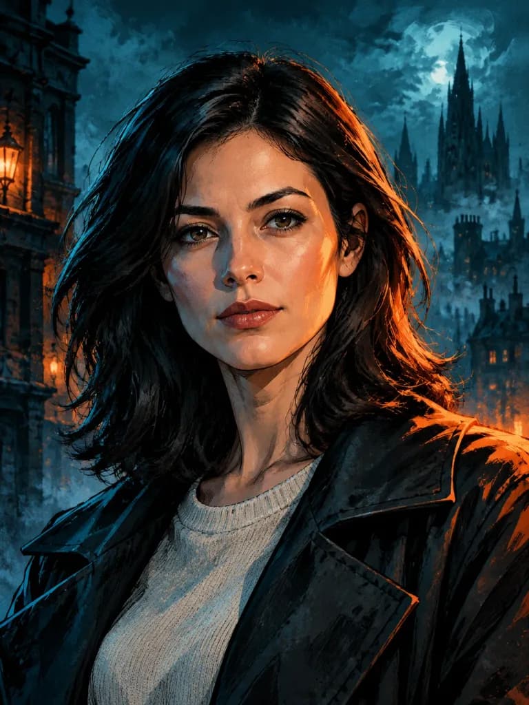 Cyber-Noir Graphic Novel Portrait
