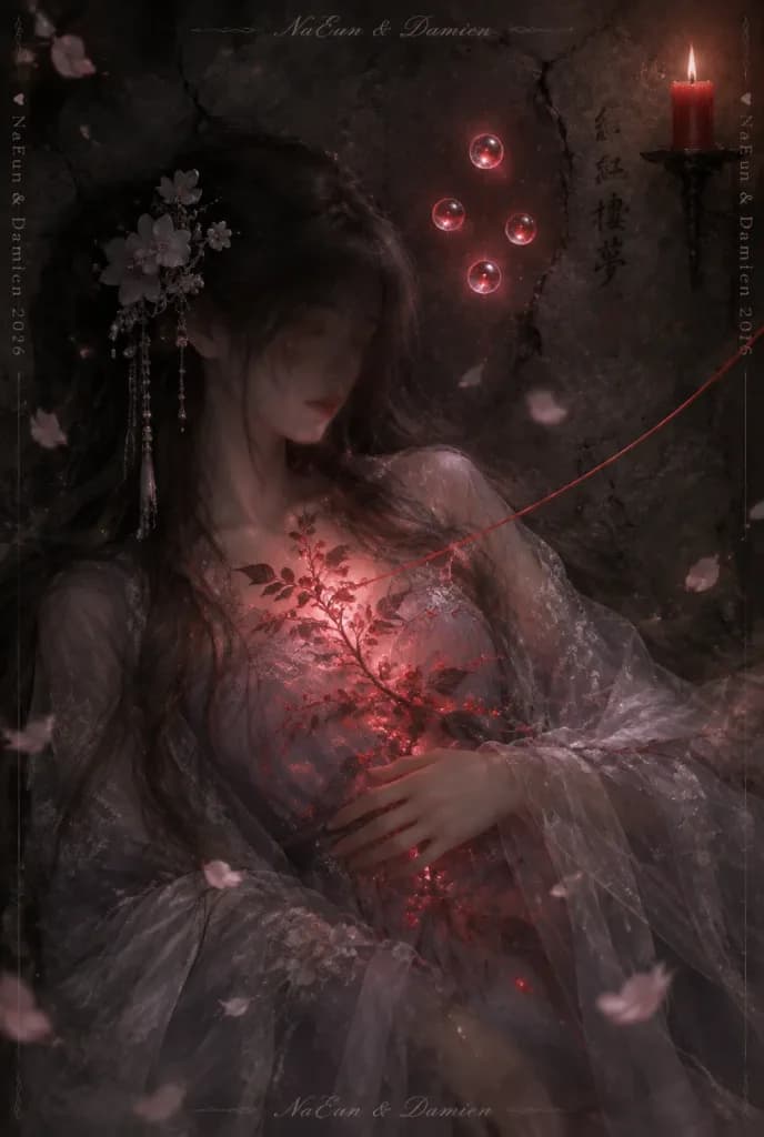 Melancholic Crimson Jiangzhu Fantasy Portrait