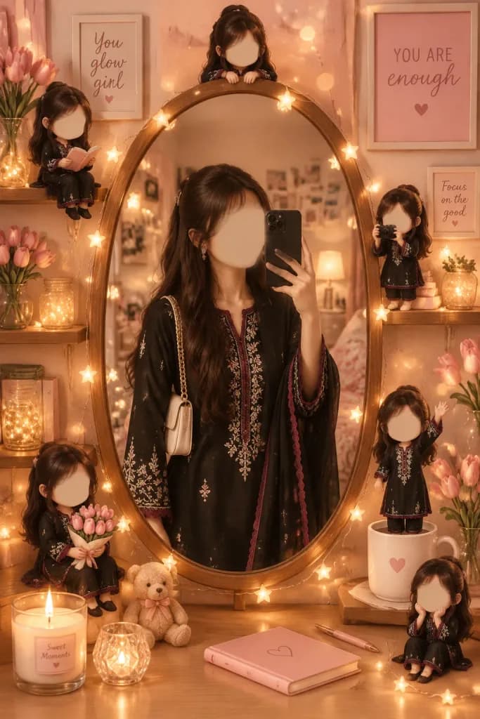 Pastel Mirror Selfie with Mini Chibis