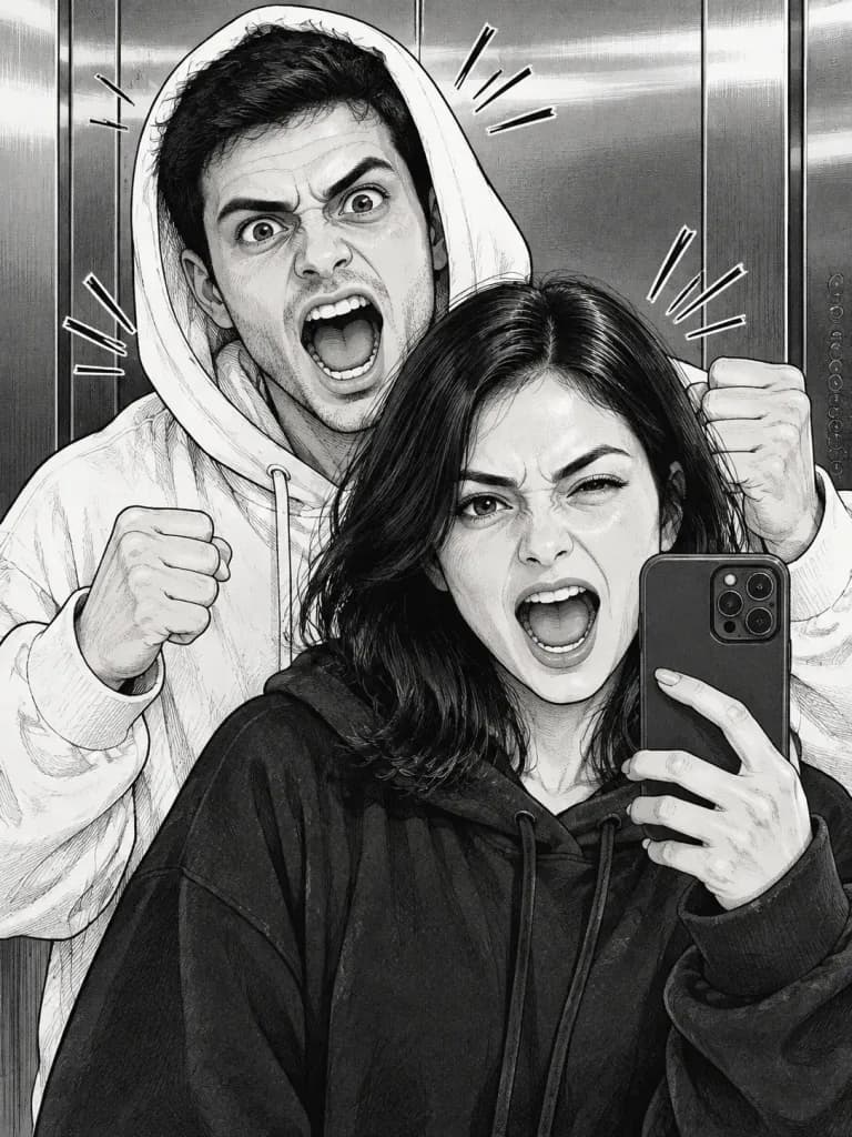 Black and White Manga Selfie Transformation