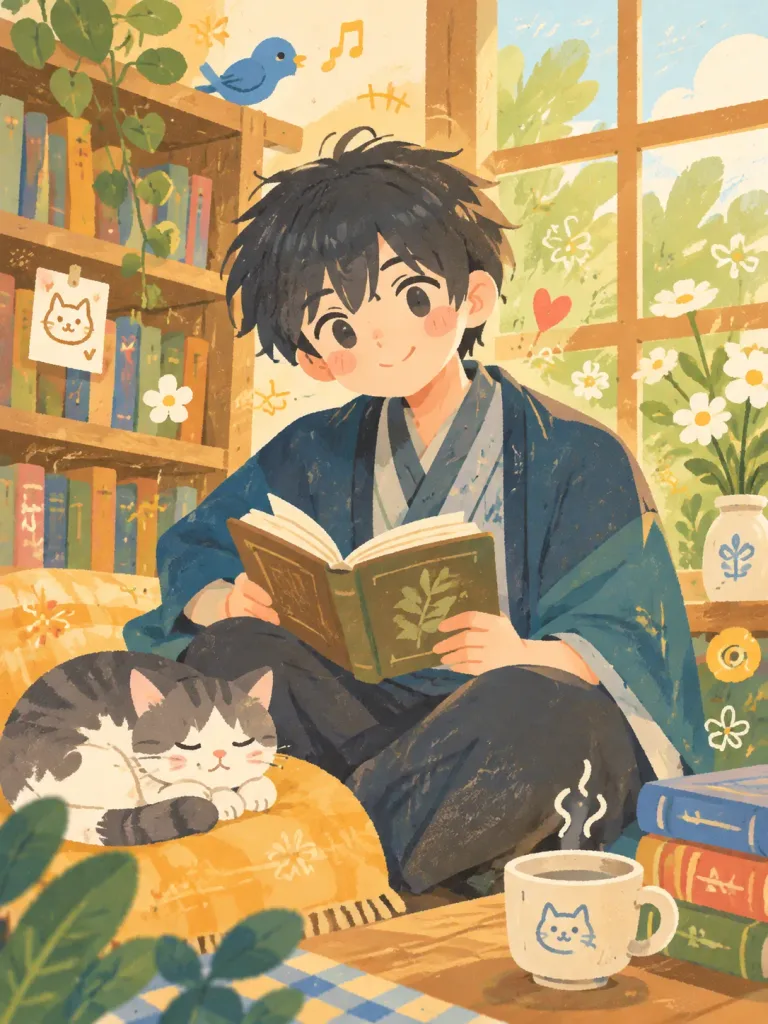 気まぐれなフォーク調フラット絵本イラスト
