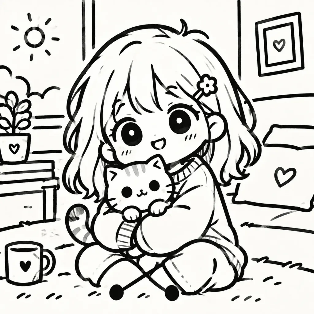 Black and White Chibi Marker Doodle