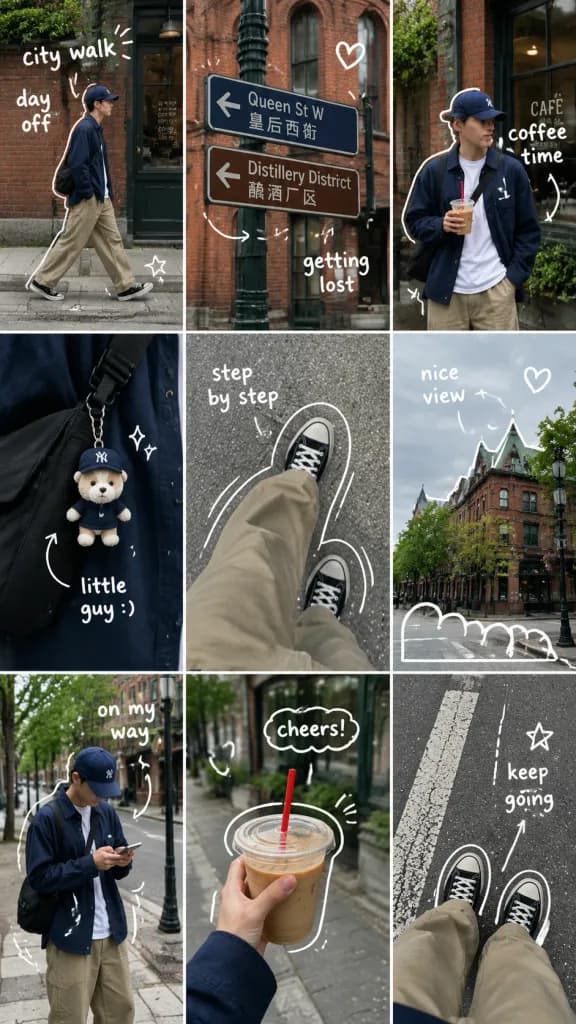 City Walk Travel Diary Photo Collage