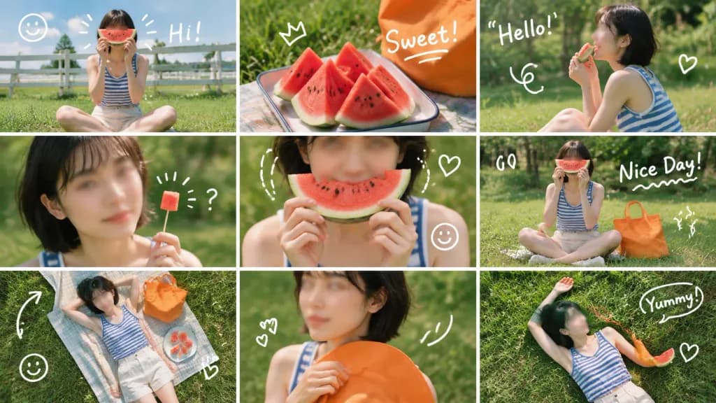 여름 수박 피크닉 그리드 콜라주