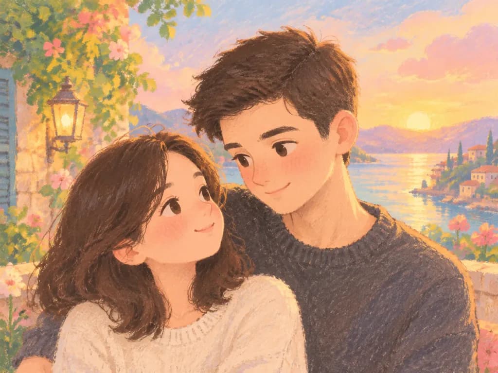 Pastel Storybook Couple Illustration
