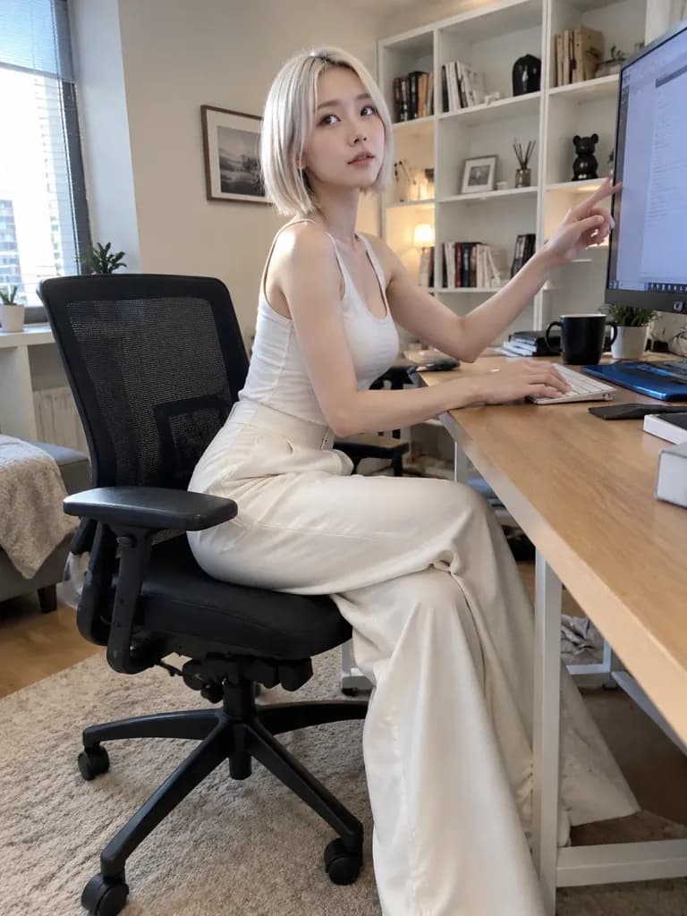 Candid Smartphone Portrait in Minimalist Office