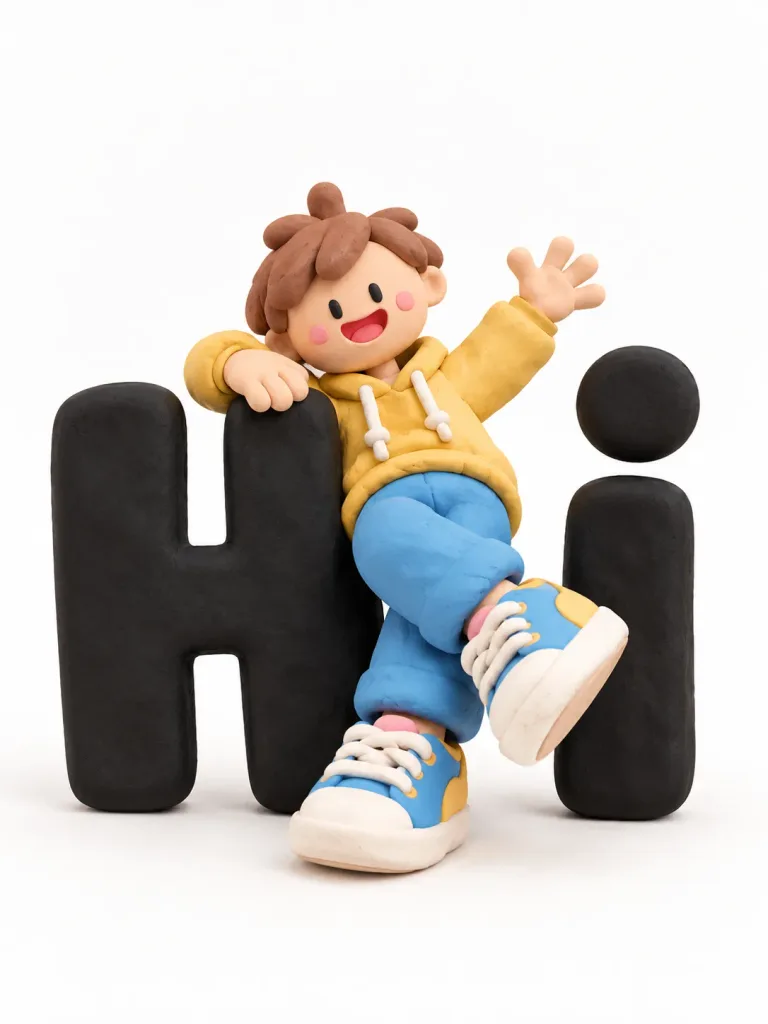 粘土キャラクターのタイポグラフィポスター