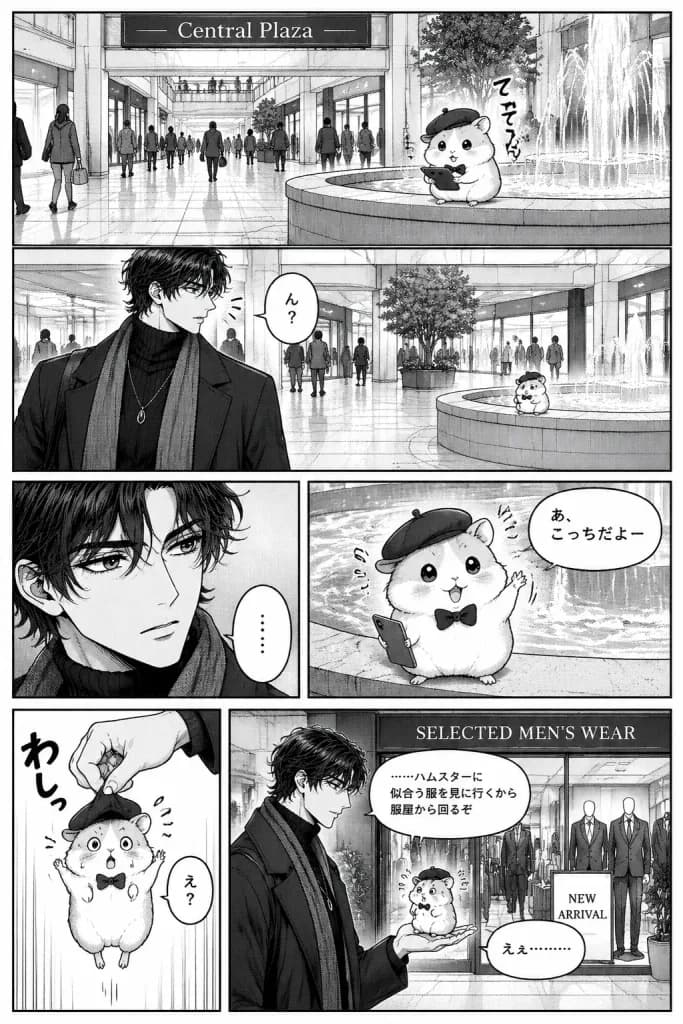 美青年と小動物の出会い 漫画原稿