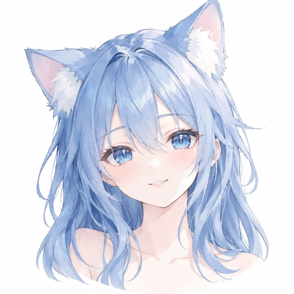 清書された獣耳アニメバストアップ肖像
