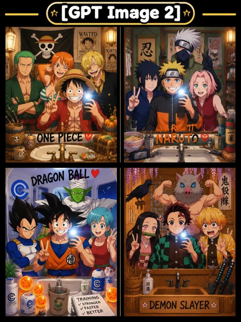 アニメキャラ鏡越し自撮り集合ポスター
