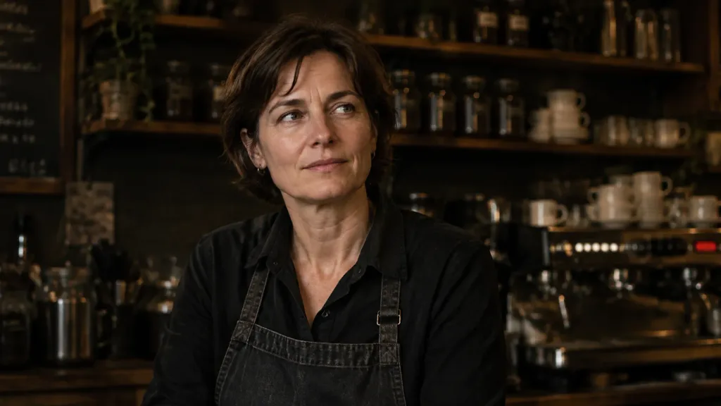 Cinematic Rustic Café Barista Portrait