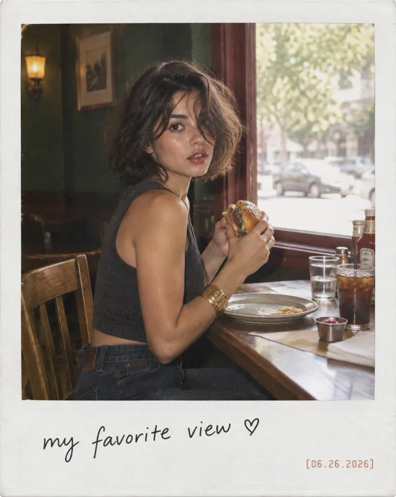 Vintage Polaroid Café Portrait