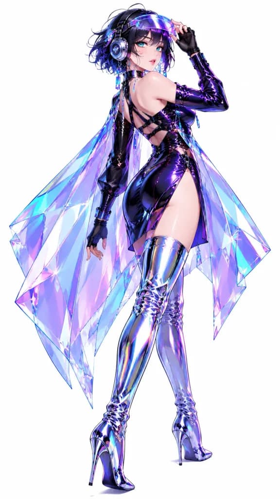 Illustrazione di Idol Cyberpop Olografica Futuristica