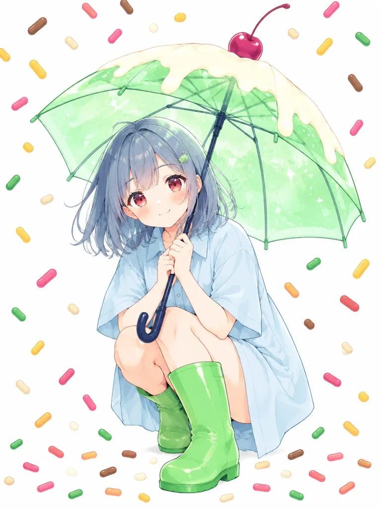 Ragazza anime con ombrello alla soda di melone