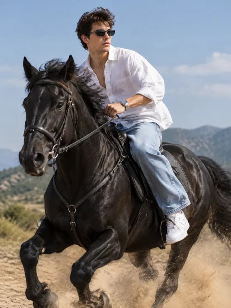 Streetwear Equestrian Portrait on Horseback