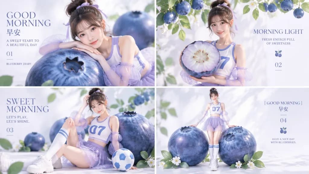 Giant Blueberry Morning Fashion Collage