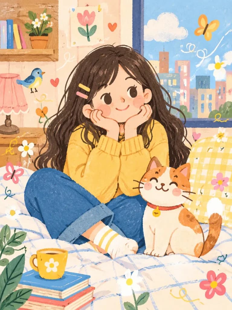 Whimsical Folk Flat Illustration