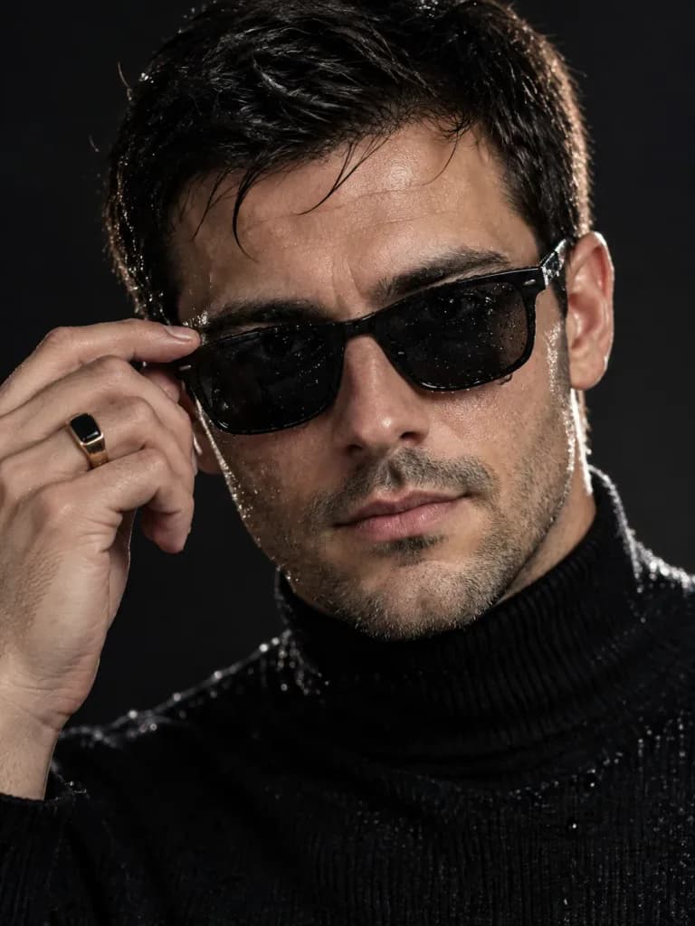 Wet Skin Editorial Male Portrait