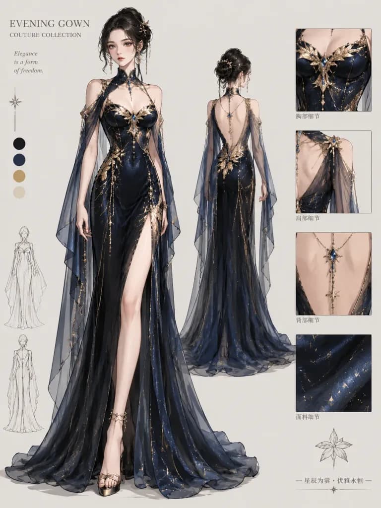 Luxury Couture Fashion Design Sketch