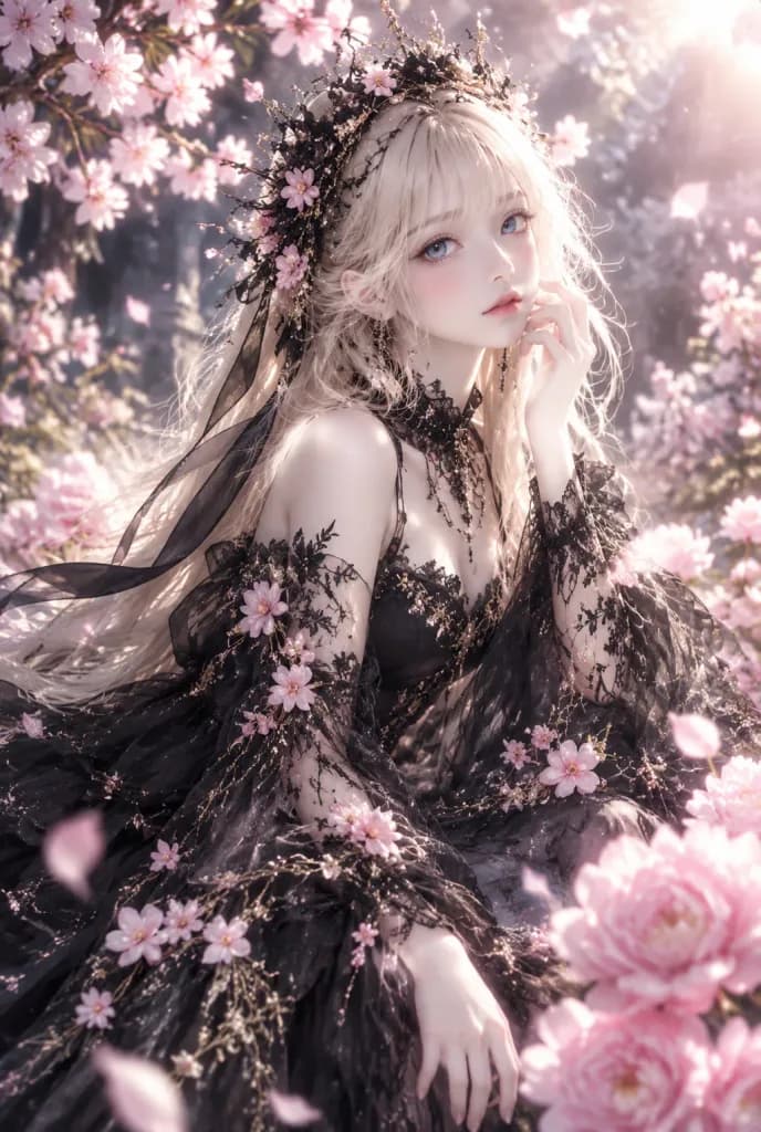 Gothic Blossom Fantasy Anime Portrait