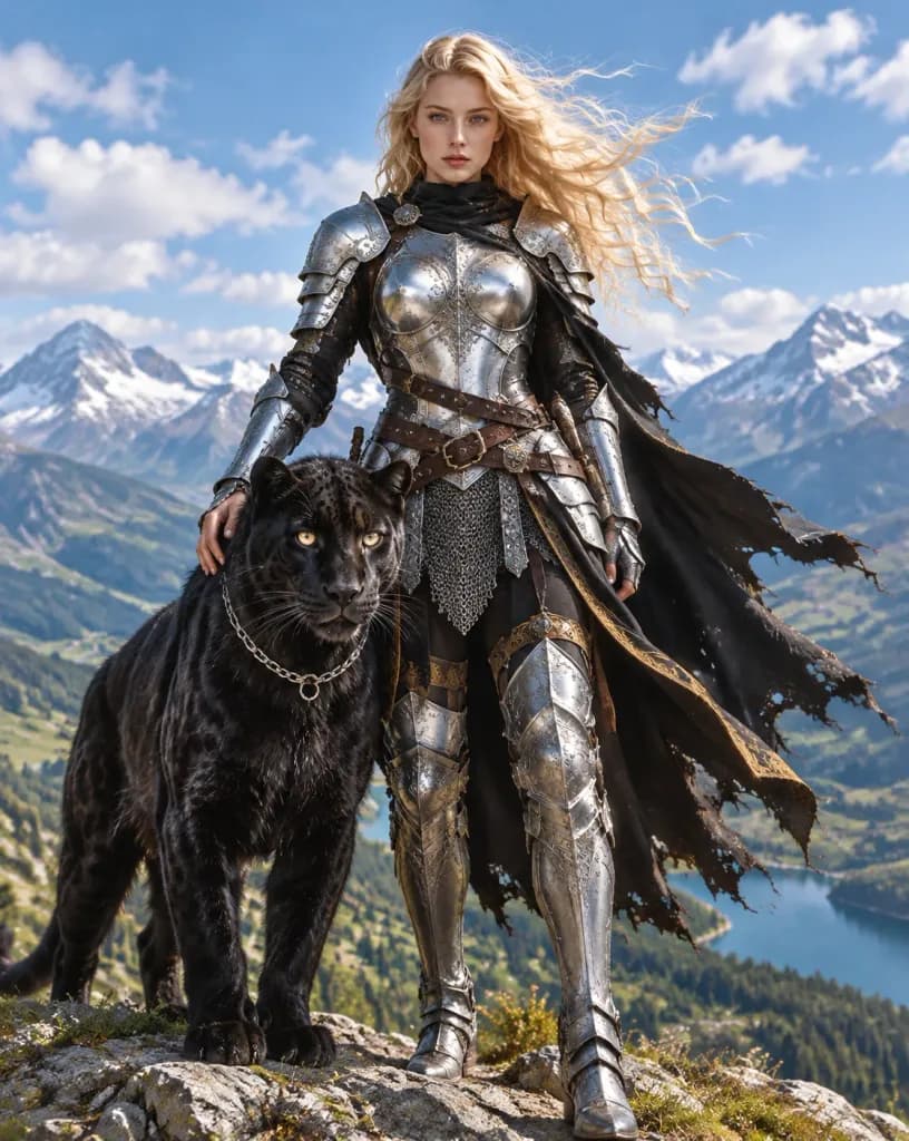 Female Knight and Black Panther