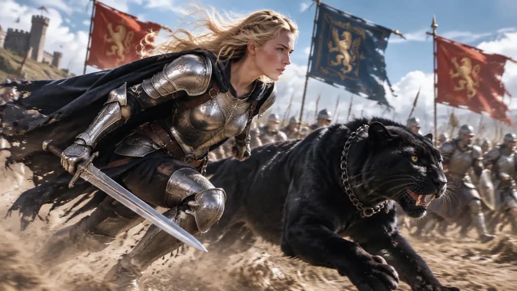 Knight and Panther Battle Charge