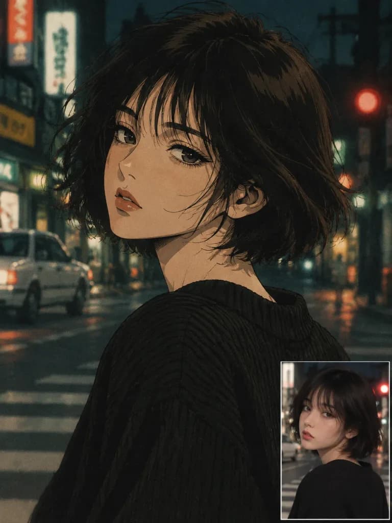 90년대 레트로 애니메이션 변환 초상화