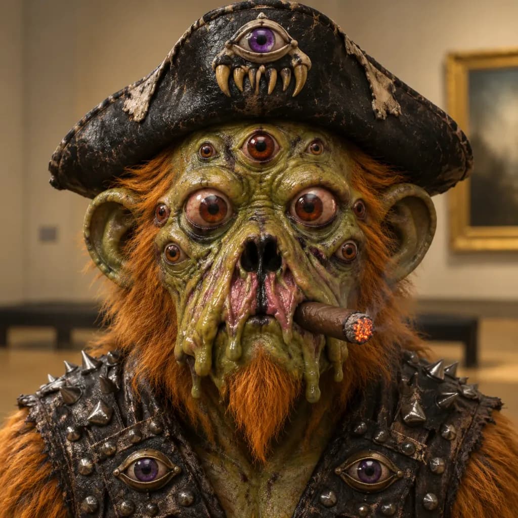 Grotesque Mutant Ape Pirate Portrait