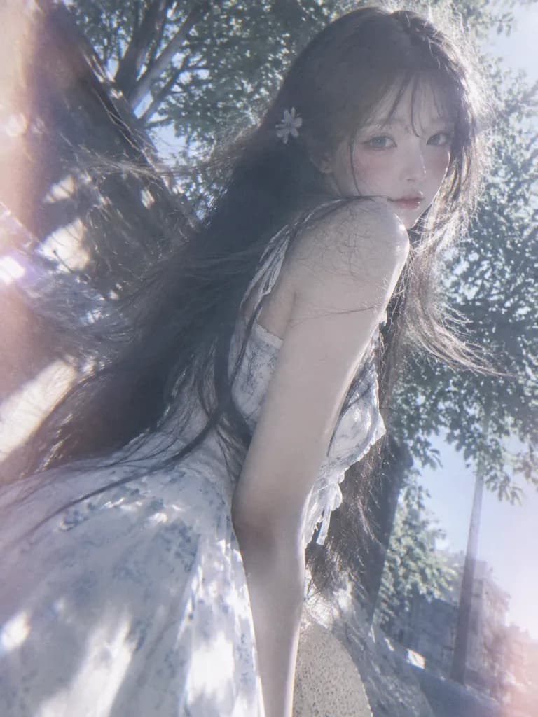 노스탤직 일본 여름 인형풍 필름 인물화