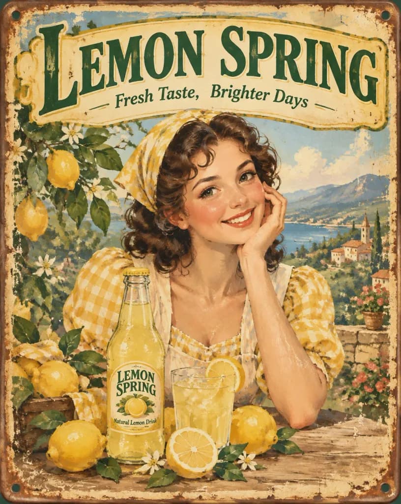 Vintage Hand-Painted Advertising Poster
