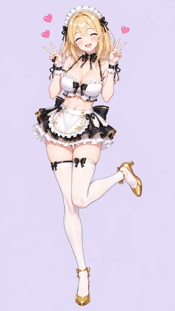 Illustrazione anime a figura intera di idol cameriera