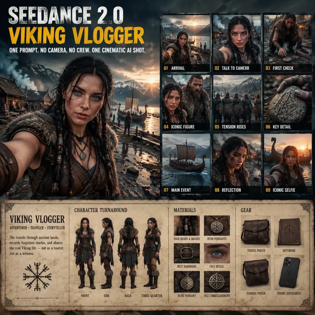 Viking Vlogger Production Pitch Storyboard Poster