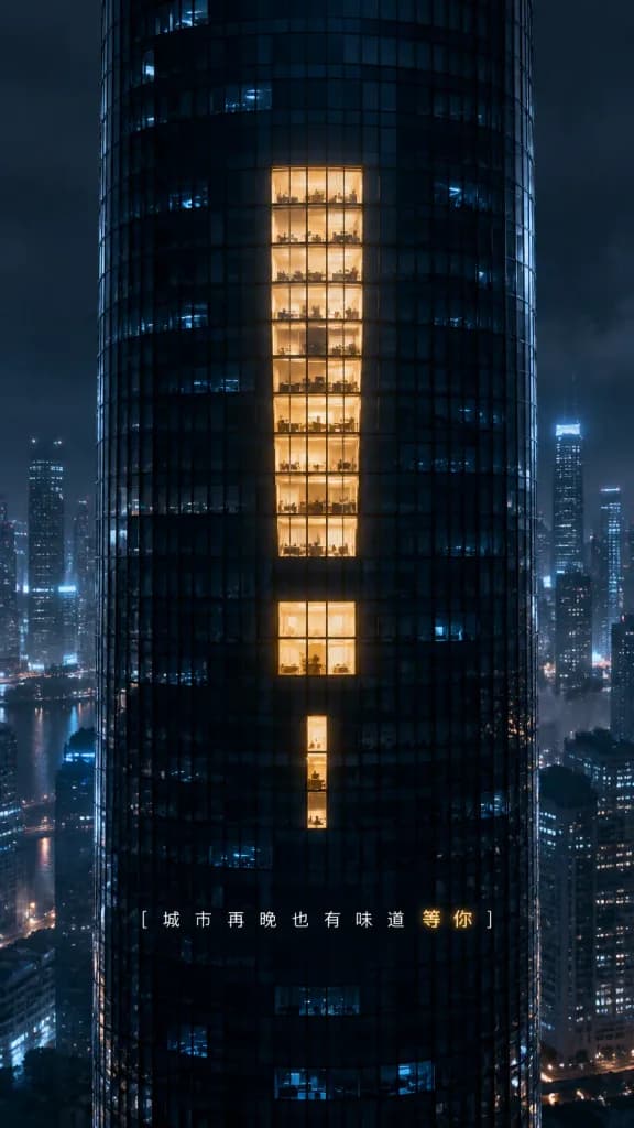 Illuminated Exclamation Mark Skyscraper Ad