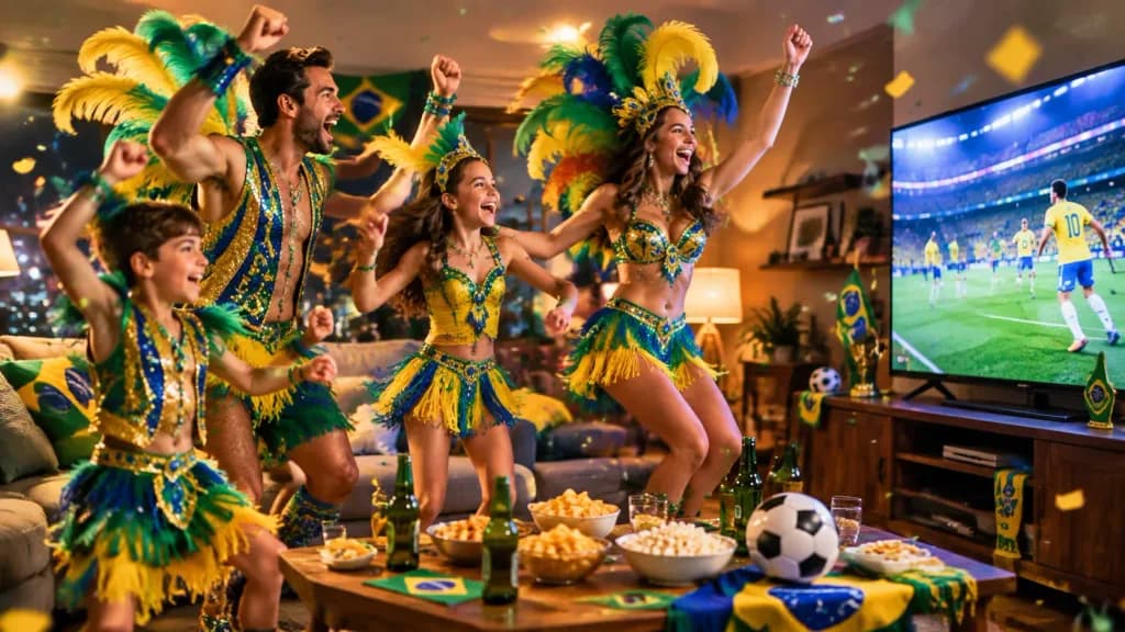 家族のサンバサッカー観戦セレブレーション
