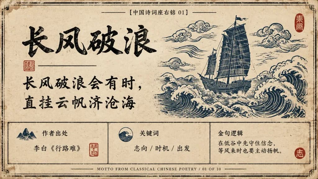 Vintage Chinese Classical Poetry Motto Poster