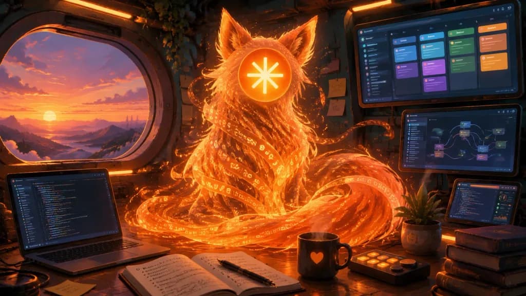 Голографический лис из кода в кабине корабля