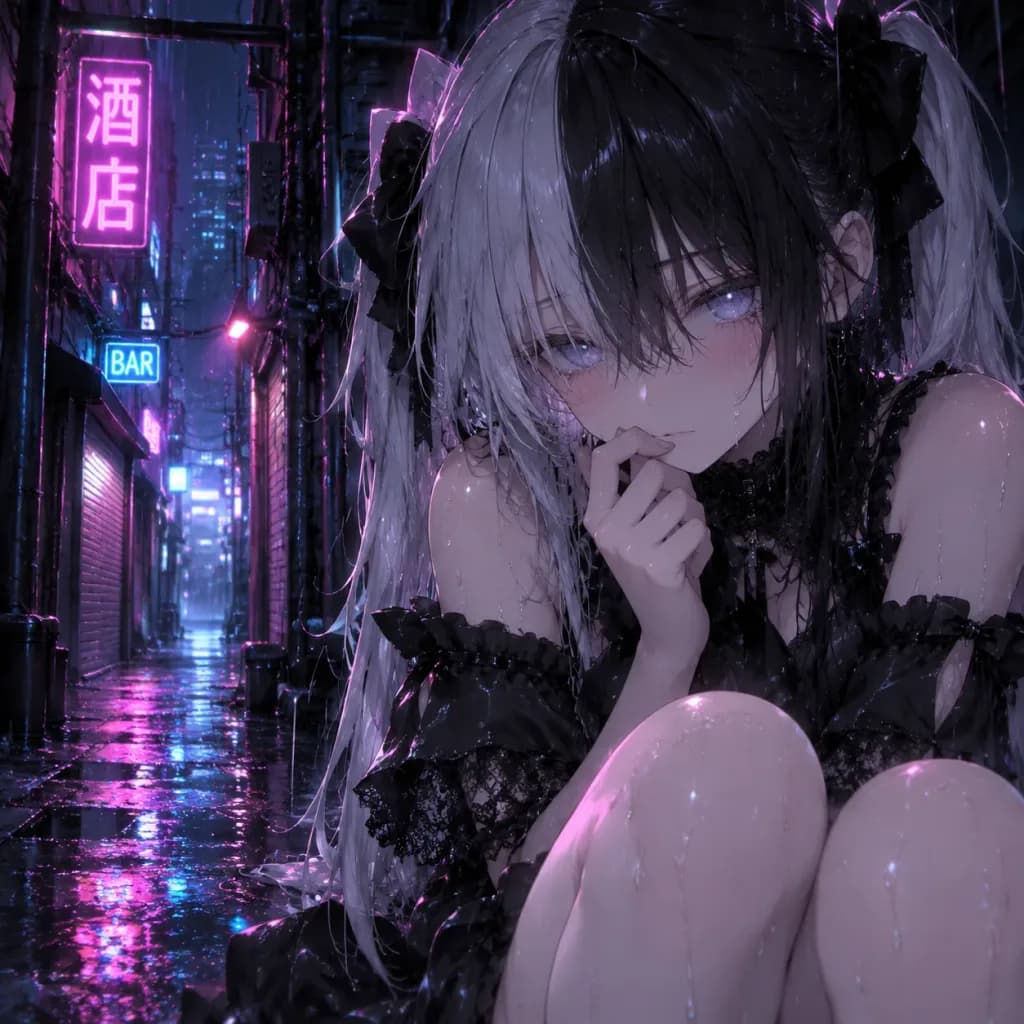 雨夜哥特小巷动漫少女
