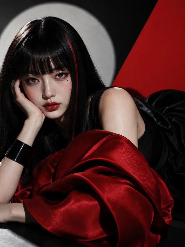 Avant-Garde Red and Black Fashion Portrait